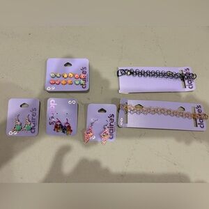 Lot of Claire's Multicolor Kids earrings and choker Set